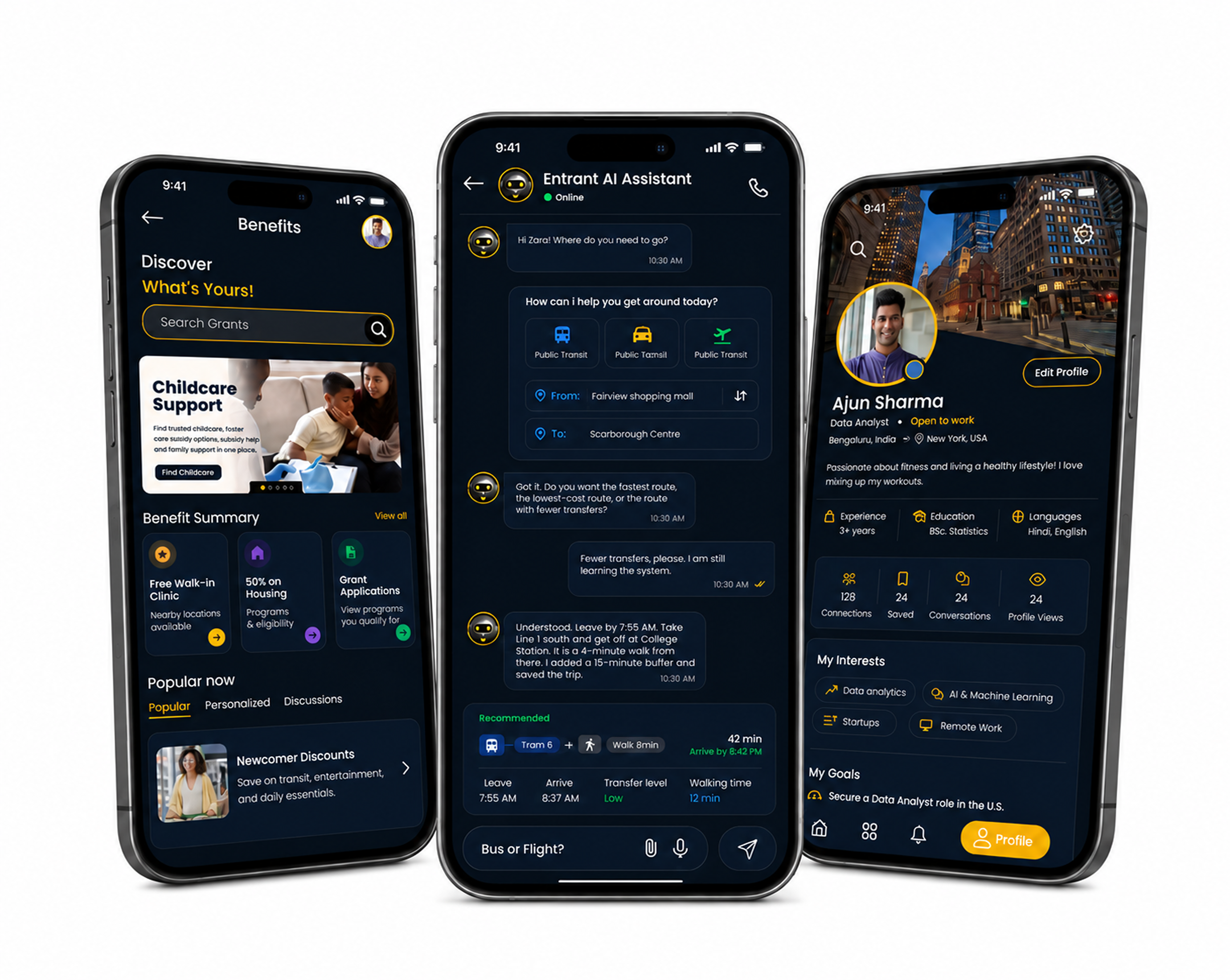 Entrant app mockup